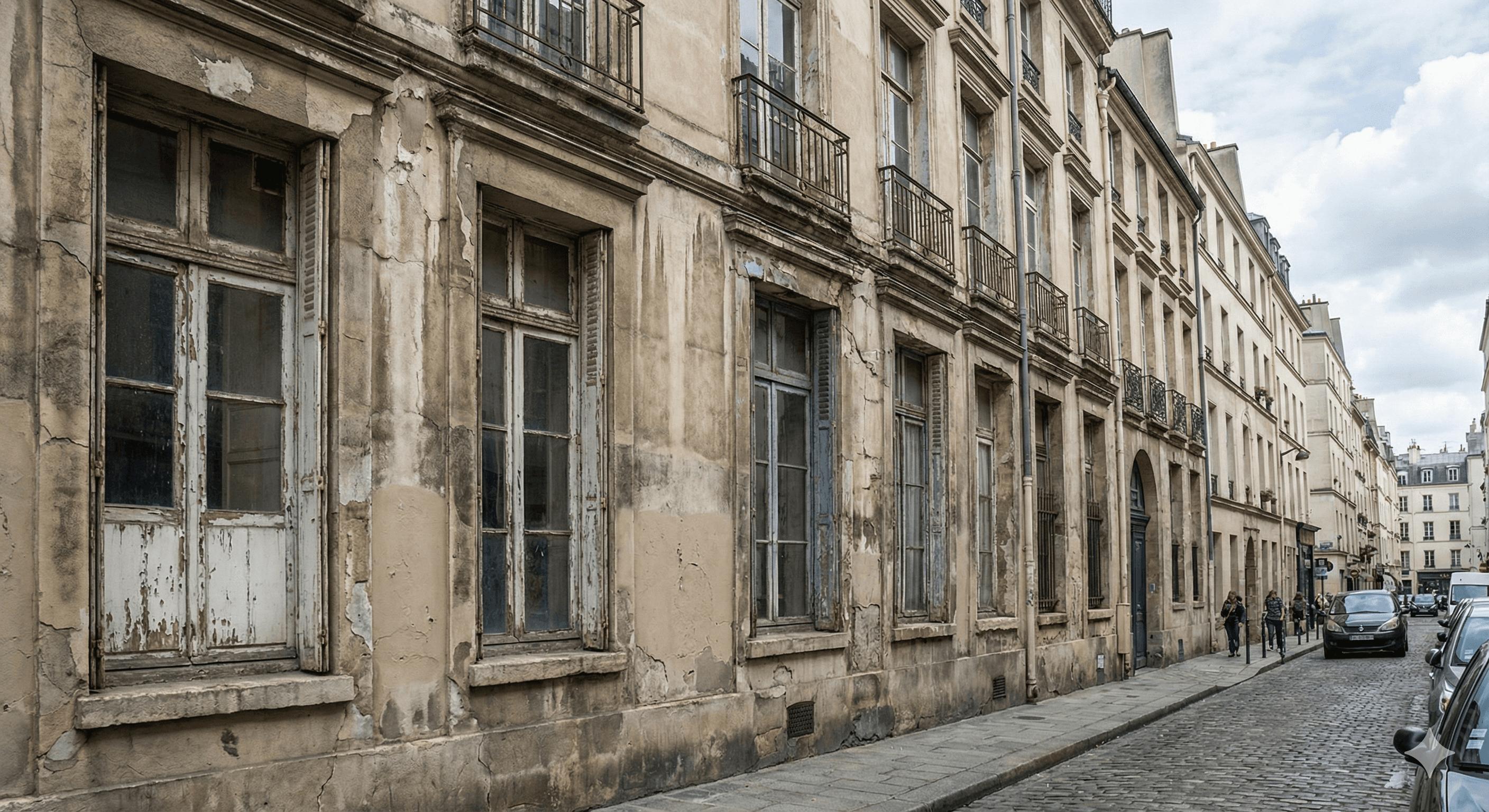 Travaux de façade avant rénovation ITE - Paris 15e