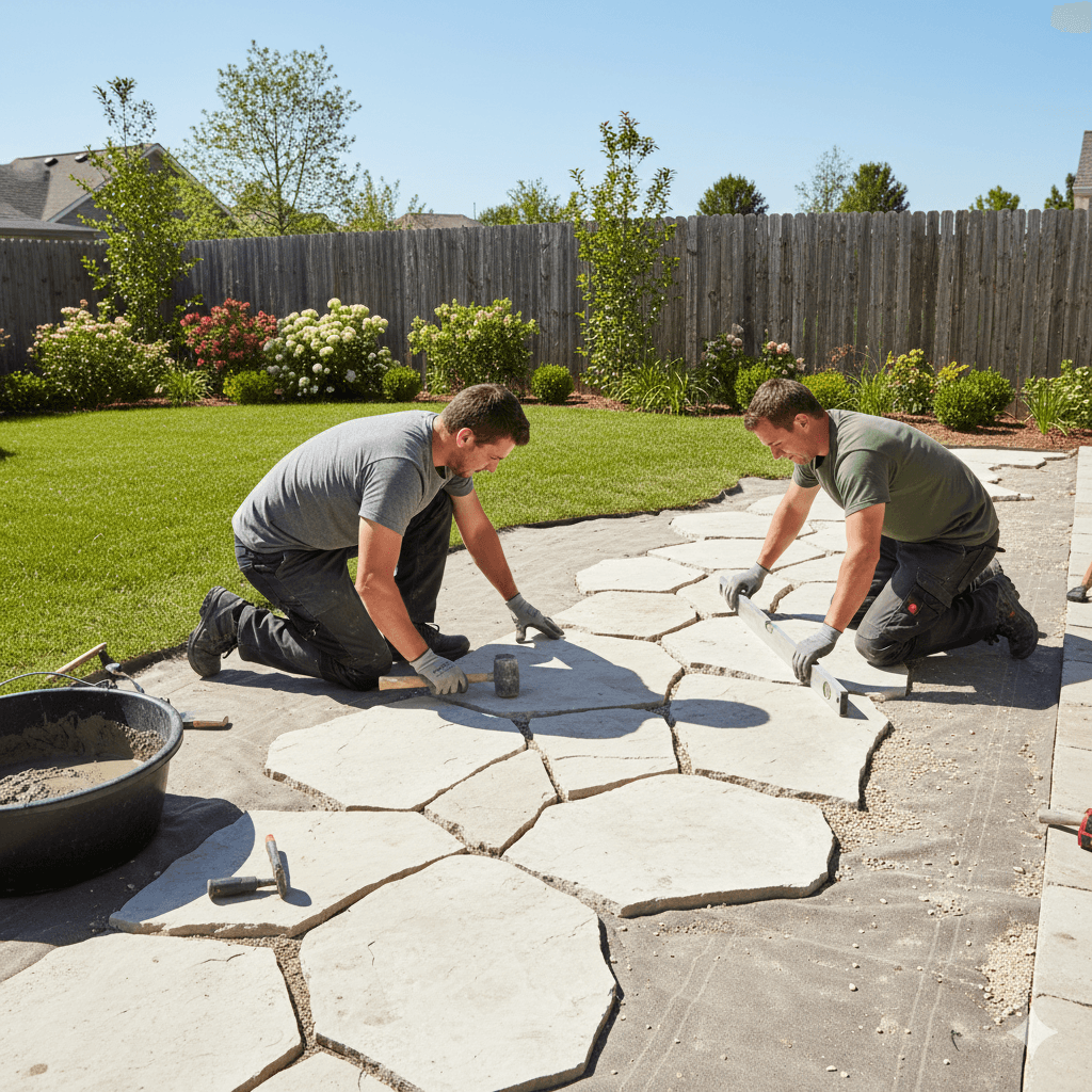 Terrasse et jardin en pierre naturelle